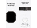 Apple Watch Ultra 2 (2024), GPS + Cellular, 49 mm, Gehäuse aus schwarzem Titan, Doppeltipp-Geste, Milanaise-Armband aus schwarzem Titan, Größe S