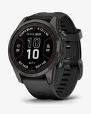 Garmin Fenix ​​7S Pro Saphir Solar Titan Carbon Grau Schwarzes Armband