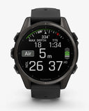 Garmin Fenix ​​8 AMOLED Saphir 43 mm Titan Carbon Grau Schwarzes Armband