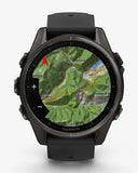 Garmin Fenix ​​8 AMOLED Saphir 43 mm Titan Carbon Grau Schwarzes Armband