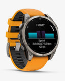 Garmin Fenix ​​8 AMOLED Saphir 47 mm Titan Silber Orange Armband
