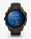 Garmin Fenix ​​8 AMOLED Saphir 47 mm Titan Carbon Grau Schwarzes Armband