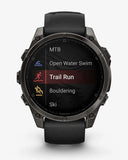 Garmin Fenix ​​8 AMOLED Saphir 47 mm Titan Carbon Grau Schwarzes Armband