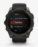 Garmin Fenix ​​8 AMOLED Saphir 51 mm Titan Carbon Grau Schwarzes Armband