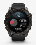 Garmin Fenix ​​8 AMOLED Saphir 51 mm Titan Carbon Grau Schwarzes Armband