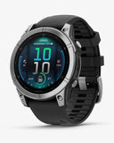 Garmin Fenix ​​E Edelstahl 47 mm grau schwarzes Armband