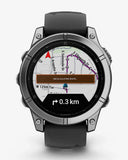 Garmin Fenix ​​E Edelstahl 47 mm grau schwarzes Armband