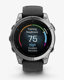 Garmin Fenix ​​E Edelstahl 47 mm grau schwarzes Armband