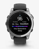 Garmin Fenix ​​E Edelstahl 47 mm grau schwarzes Armband