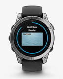 Garmin Fenix ​​E Edelstahl 47 mm grau schwarzes Armband