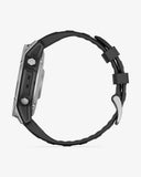 Garmin Fenix ​​E Edelstahl 47 mm grau schwarzes Armband