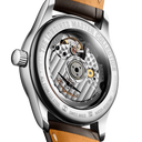 Longines Master Collection Automatikuhr, silbernes Zifferblatt, braunes Lederarmband, 34 mm