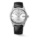 Longines Ultra-Chron Classic Automatikuhr, silbernes Zifferblatt, Lederarmband, 40 mm 