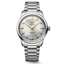 Longines Conquest Heritage Automatikuhr, silbernes Zifferblatt, Stahlarmband, 38 mm 