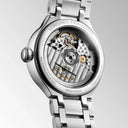 Longines PrimaLuna Mondphasen-Automatikuhr, weißes Perlmuttzifferblatt, Diamantindizes, Edelstahlarmband, 34 mm 