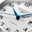 Longines Master Collection Automatikuhr, silbernes Zifferblatt, braunes Lederarmband, 34 mm