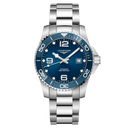 Longines HydroConquest Automatikuhr, blaues Zifferblatt, Stahlarmband, 41 mm 